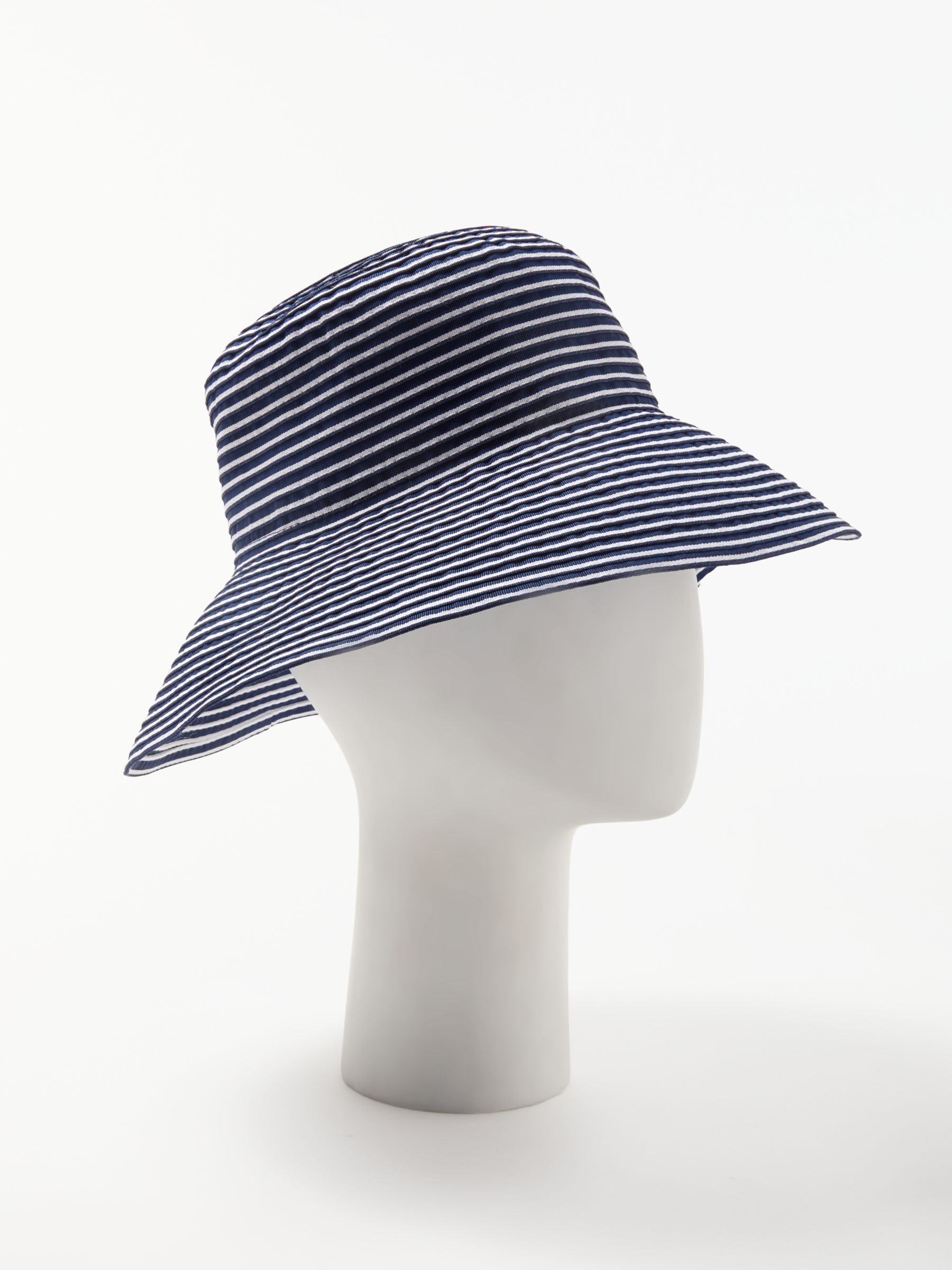 John Lewis & Partners Packable Stripe Floppy Sun Hat, Navy/White