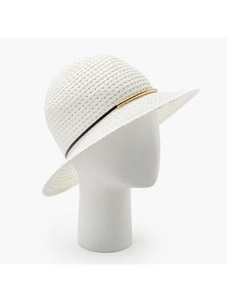 John Lewis & Partners Packable Metal Trim Fedora Hat, White