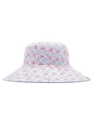 Joules Celia Reversible Floral Sun Hat, White/Multi