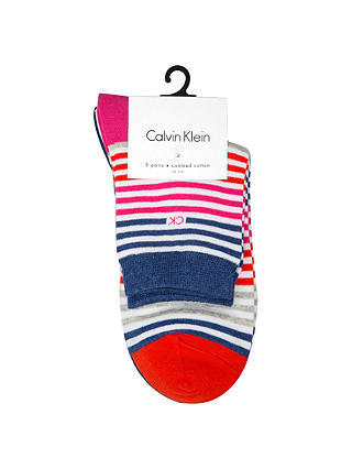 Calvin Klein Stripe Ankle Socks, Pack of 3