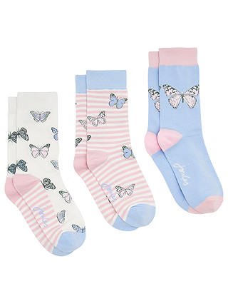 Joules Brilliant Bamboo Butterfly Socks, Pack of 3, Multi