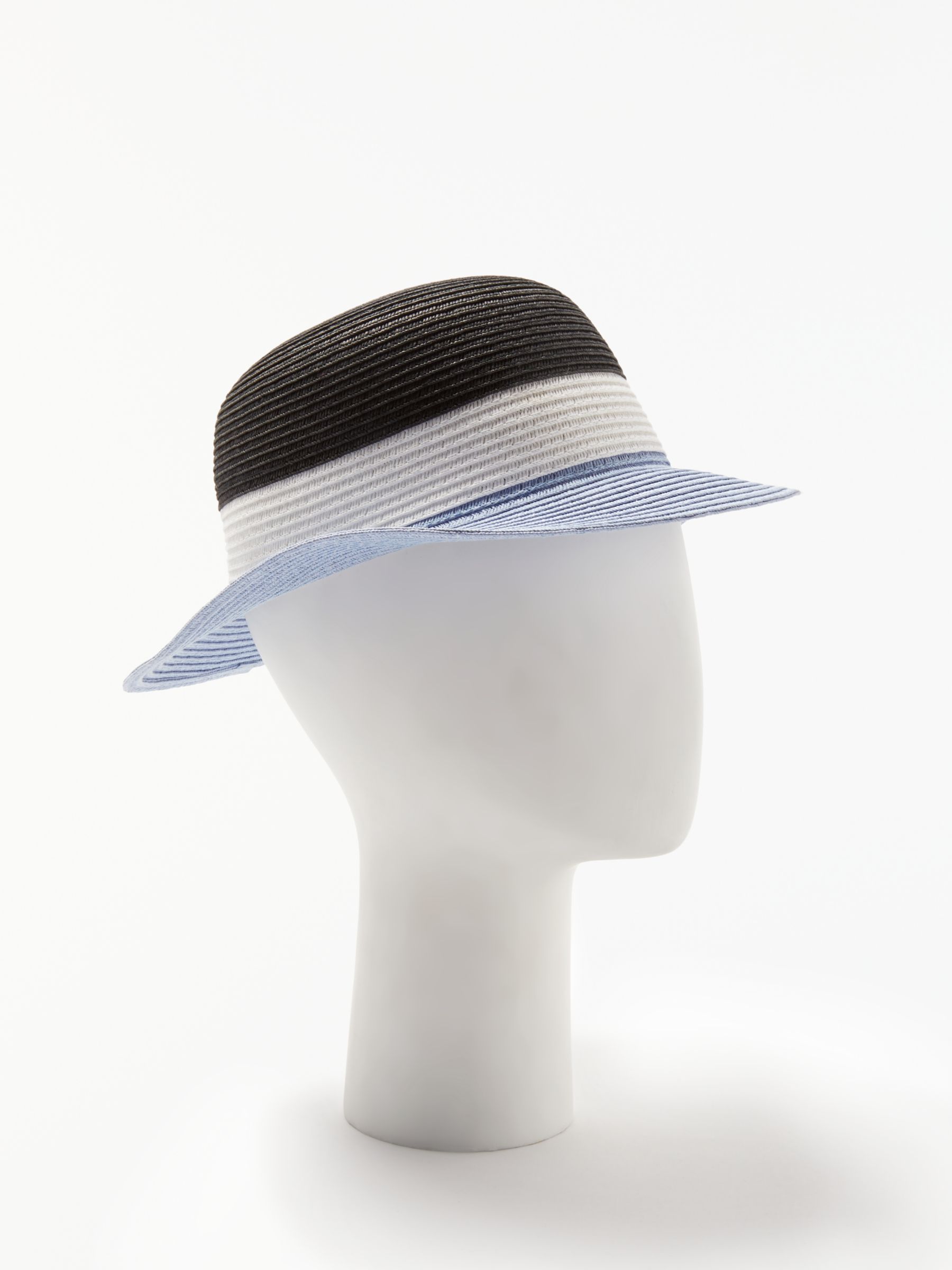 John Lewis & Partners Packable Colour Block Small Brim Sun Hat, Blue Mix