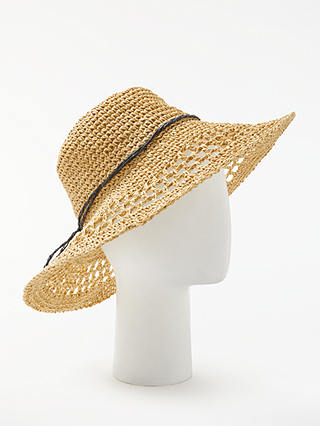 John Lewis & Partners Packable Glam Crochet Floppy Hat, Natural