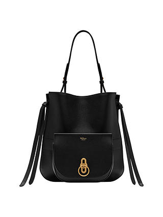 Mulberry Amberley Small Classic Grain Leather Hobo Bag, Black