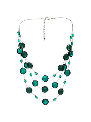 Martick Flat Murano Glass Beads Layered Necklace, Green