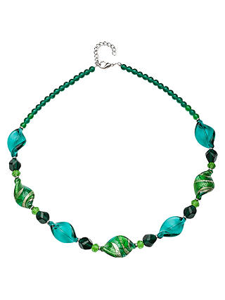 Martick Asymmetrical Murano Glass Beads Necklace, Green