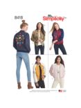 Simplicity Women's Lined Bomber Jacket Sewing Pattern, 8418