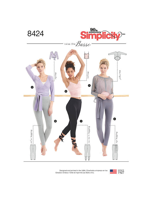 Simplicity Raise The Barre Women's Ballet Top And Leggings Sewing Pattern, 8424, A