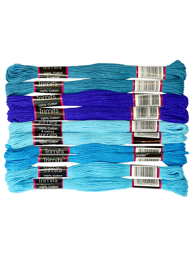 Habico Embroidery Threads, 10 Skeins, Blues