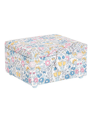 John Lewis & Partners Daisy Chain Print Small Square Sewing Basket, Multi