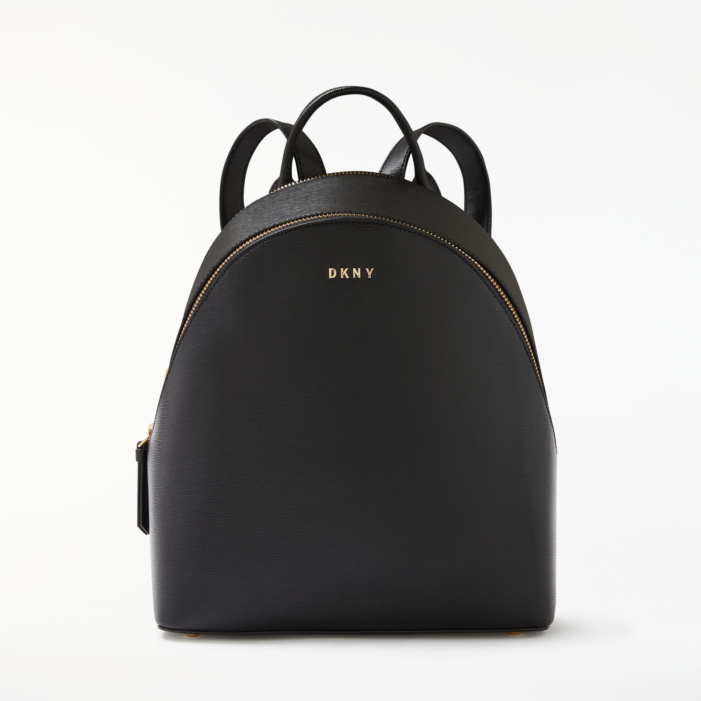 DKNY Sutton Textured Leather Medium Backpack, Black at John Lewis ...