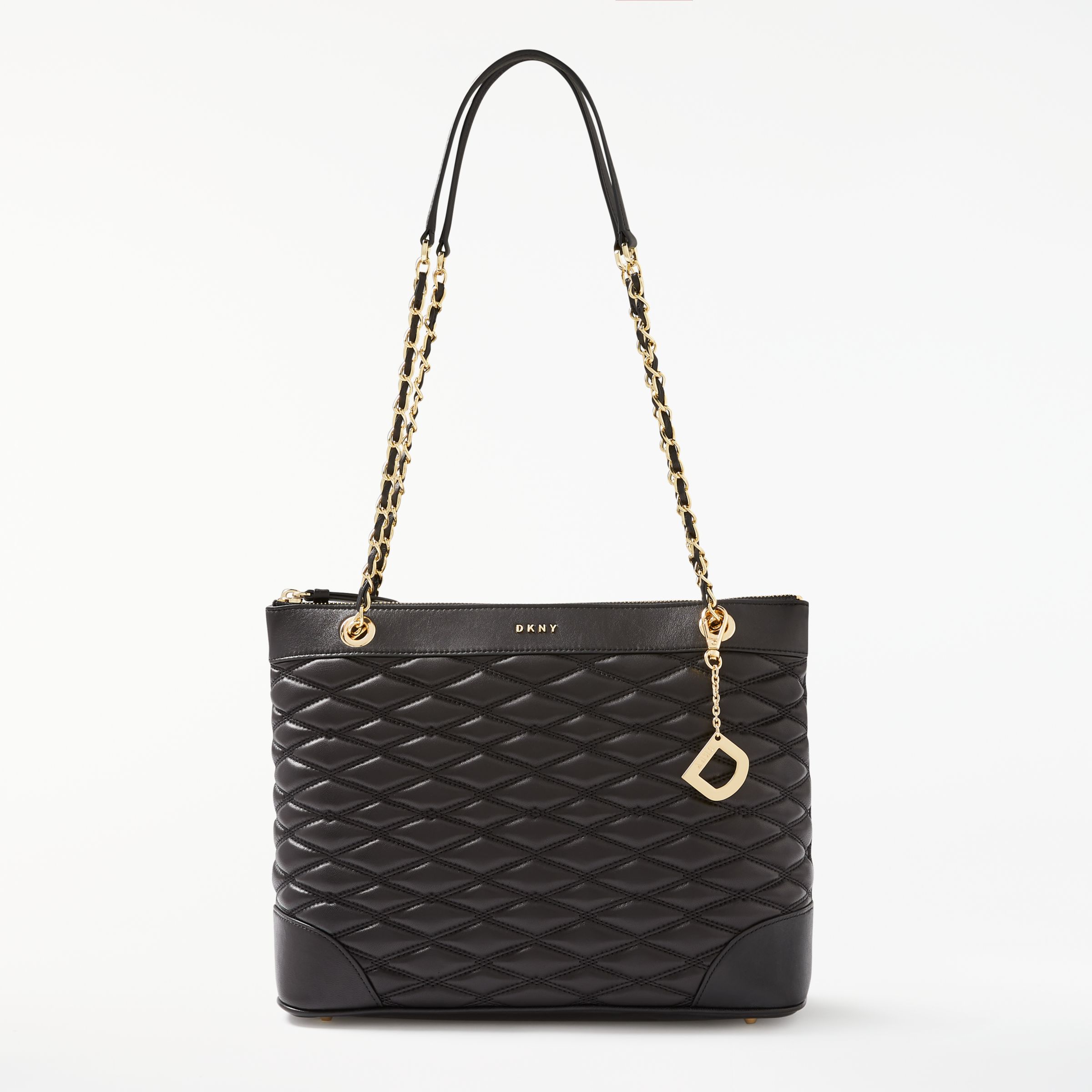 DKNY Nappa Leather Quilted Medium Tote Bag, Black at John Lewis