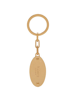 Mulberry Oval Metal Plaque Keyring, New Brass