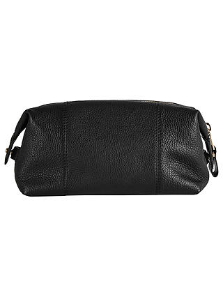 Reiss Wellington Leather Wash Bag, Black