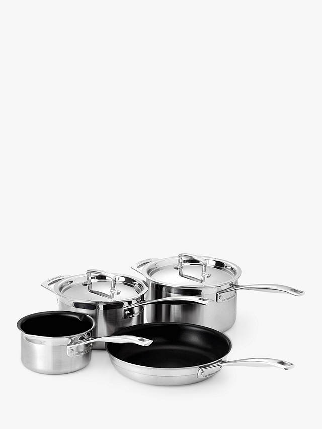 Le Creuset 3-Ply Stainless Steel Saucepans and Frying Pan Set, 4 Pieces
