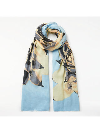 Unmade Aus Blooming Flower Wool Mix Scarf, Sky Blue/Multi
