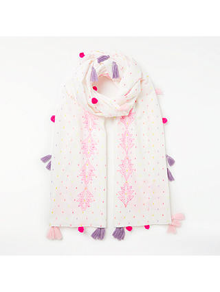 Unmade Lollies Cotton Tassel Scarf, Pink Mix