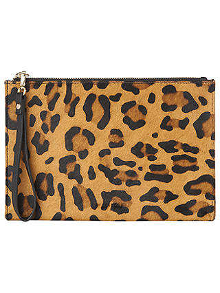 Whistles Velvet Wristlet Clutch Bag, Leopard Print