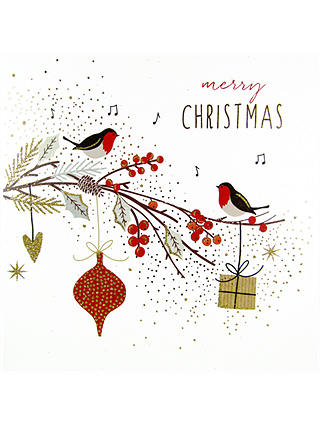 Portfolio Robins On Branch Christmas Card
