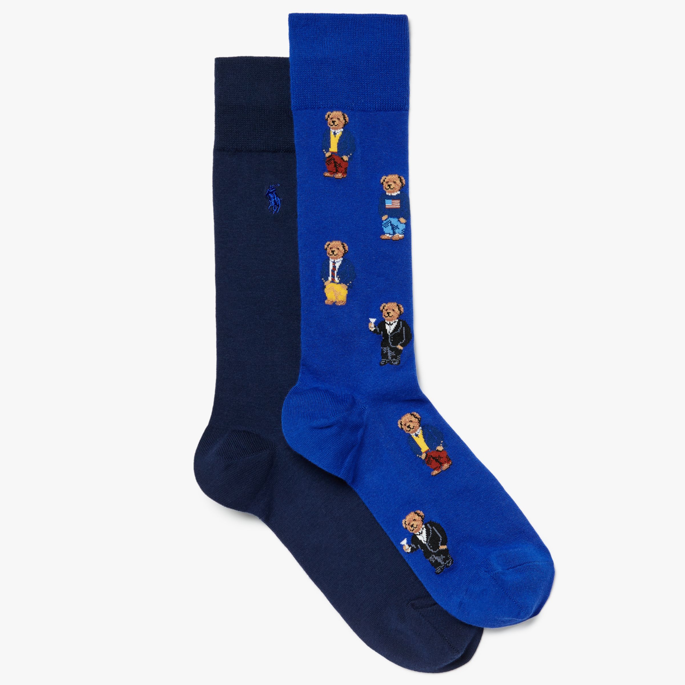 Polo Ralph Lauren Bear Solid Socks, One Size, Pack of 2, Navy/Blue at ...