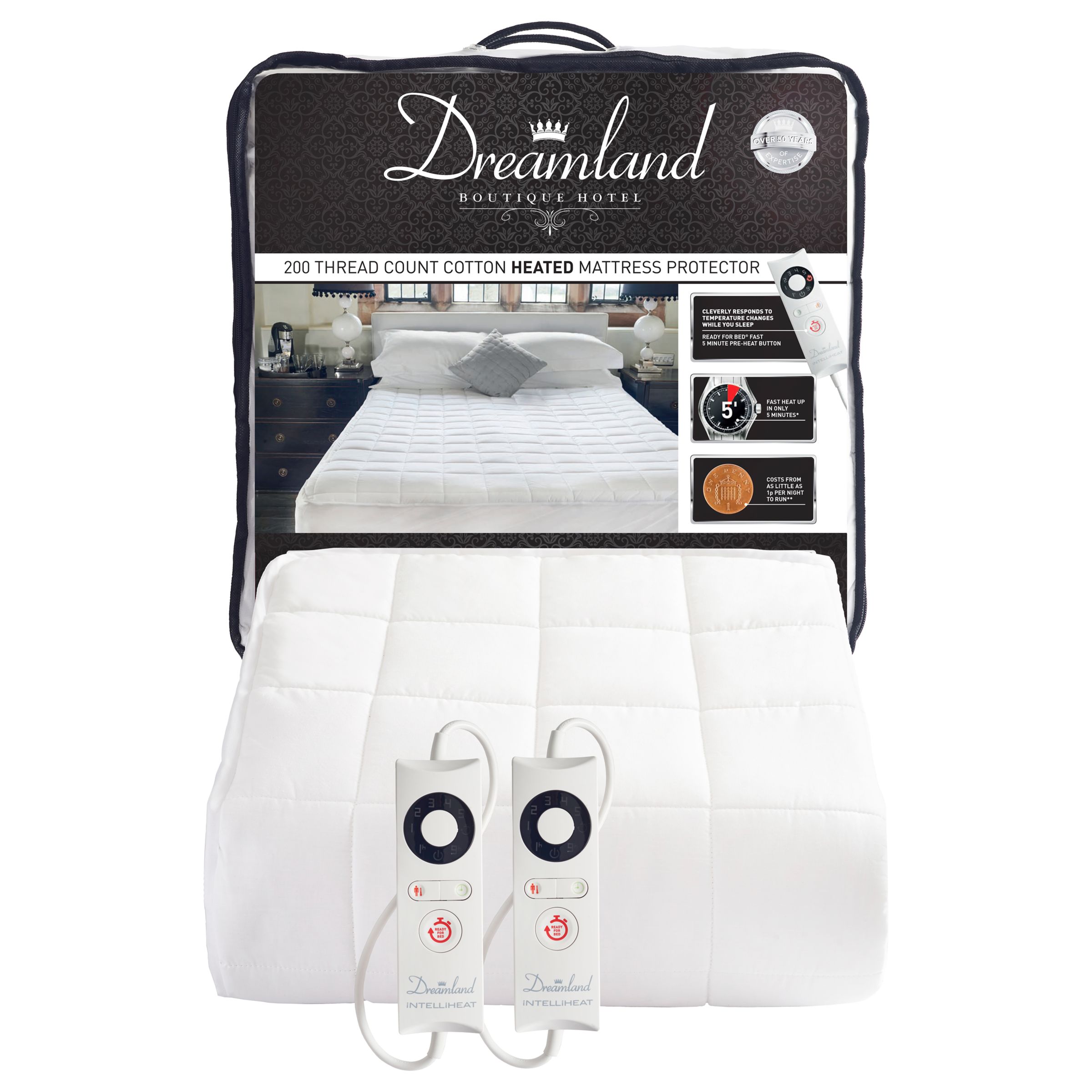 Dreamland Dual Control Cotton Heated Mattress Protector at John Lewis