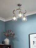 John Lewis Selsey Semi Flush, 3 Pendant Ceiling Light, Blue/Chrome