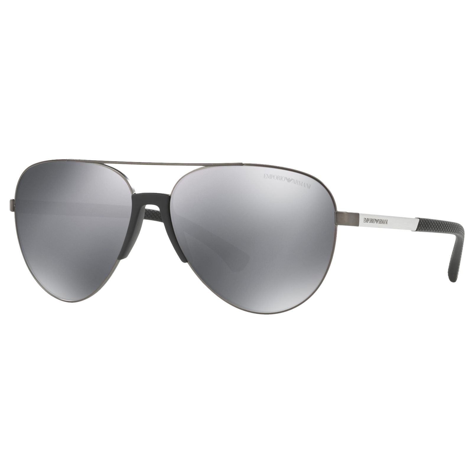 Emporio Armani EA2059 Men's Aviator Sunglasses, Black/Mirror Grey at John  Lewis & Partners