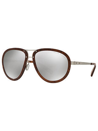 Ralph Lauren RL7053 Unisex Aviator Sunglasses, Silver/Mirror Grey