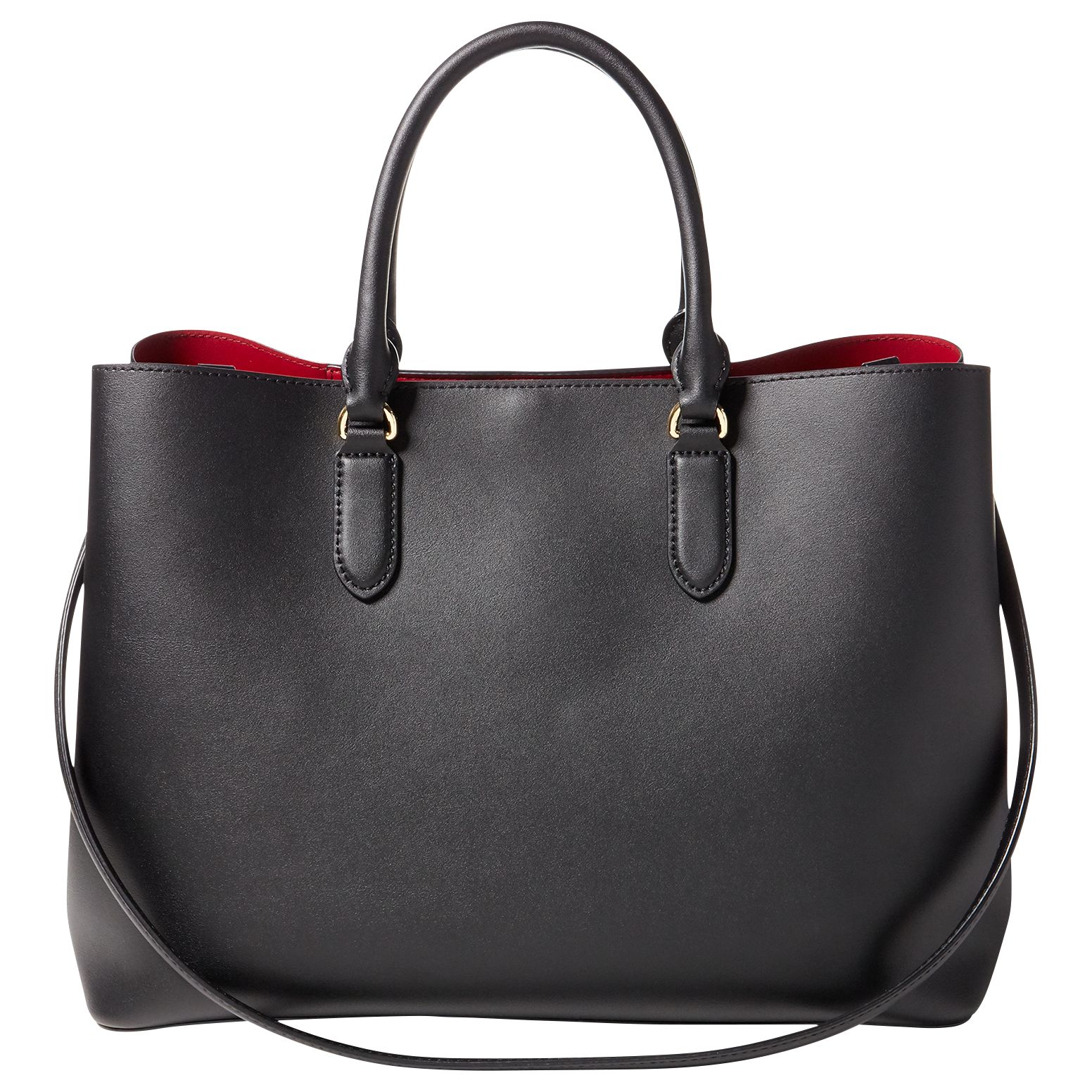 Lauren Ralph Lauren Marcy Tote Bag, Black/Crimson at John Lewis & Partners