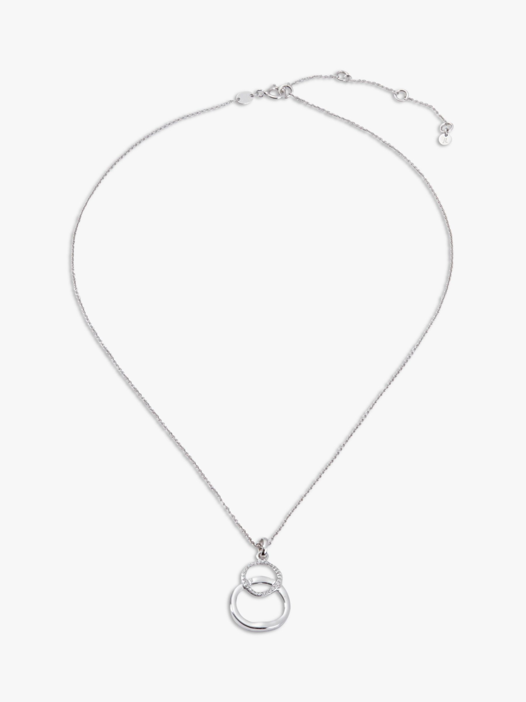 John Lewis Diamond Linked Hoop Pendant Necklace, Silver at John Lewis ...