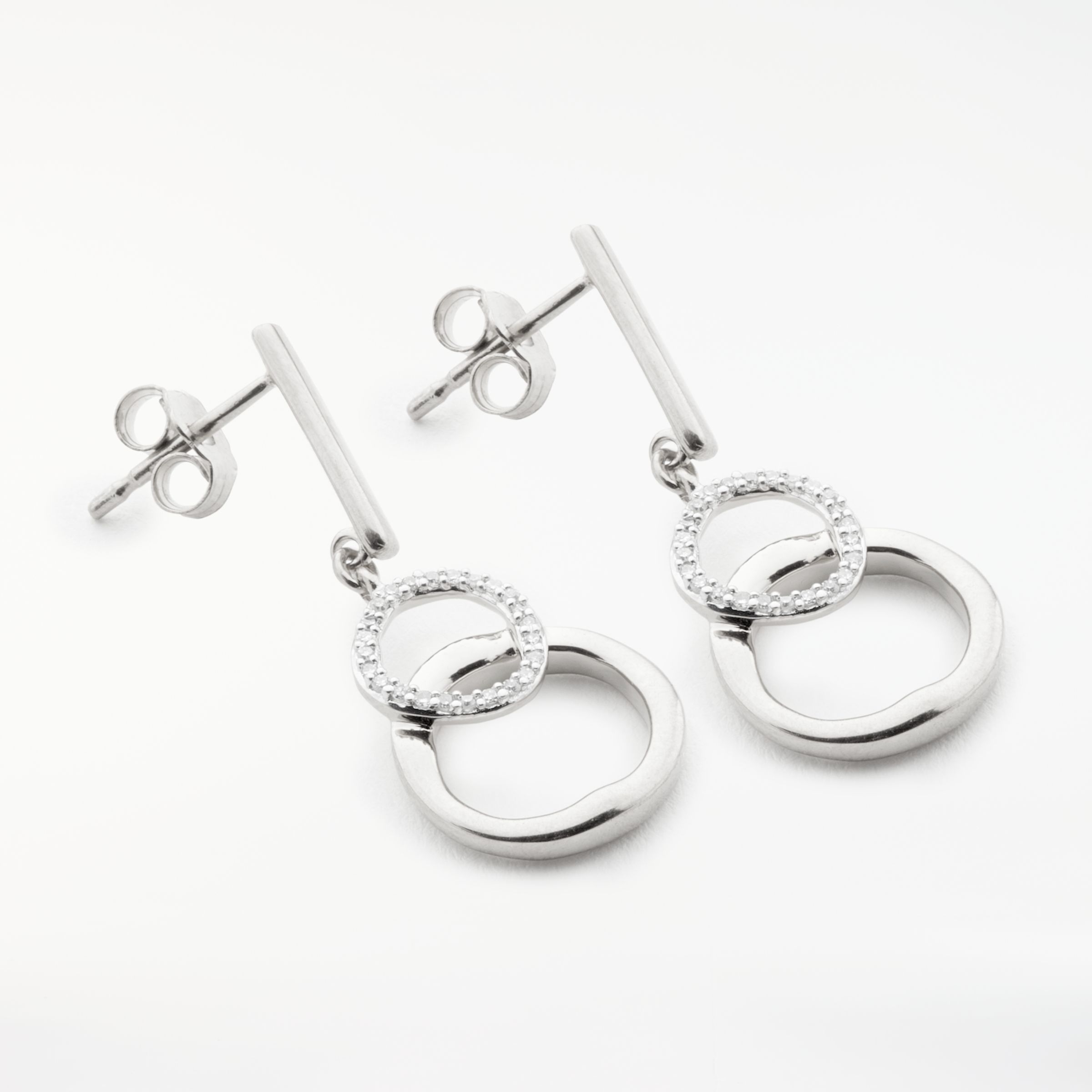 John Lewis Diamond Linked Hoop Drop Earrings, Silver at John Lewis ...