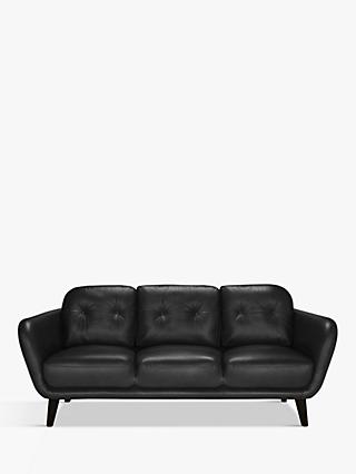 John Lewis Arlo Large 3 Seater Leather Sofa, Dark Leg