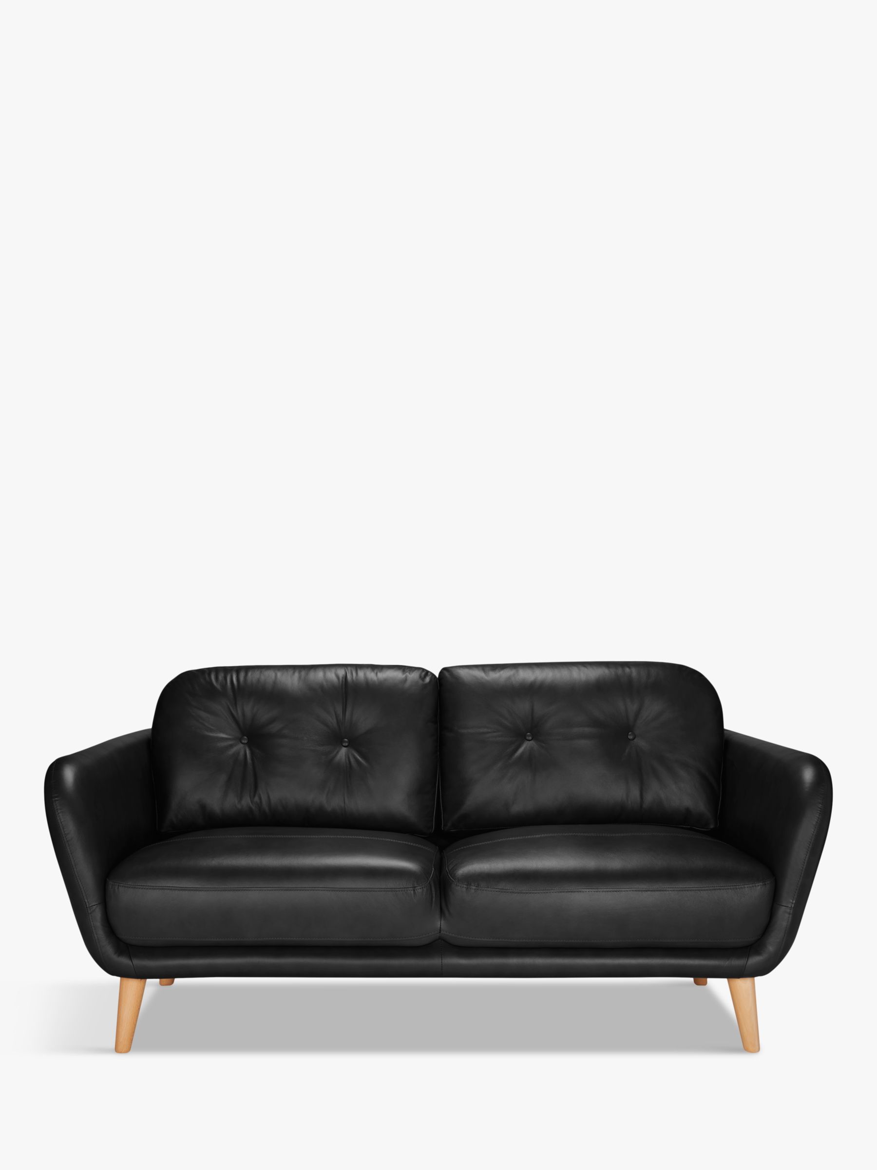 Arlo Range, John Lewis Arlo Leather Medium 2 Seater Sofa, Dark Leg, Contempo Black