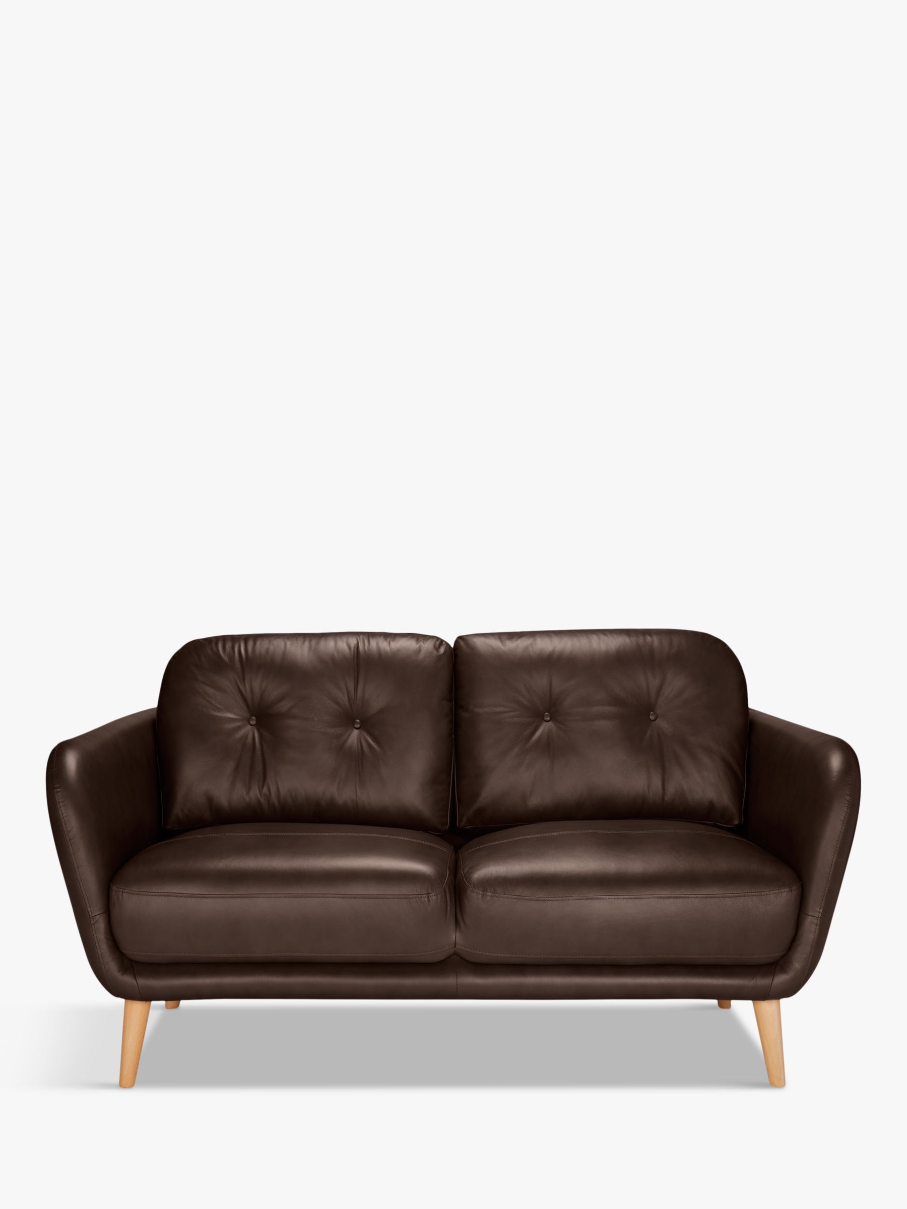 John Lewis Arlo Small 2 Seater Leather Sofa, Dark Leg