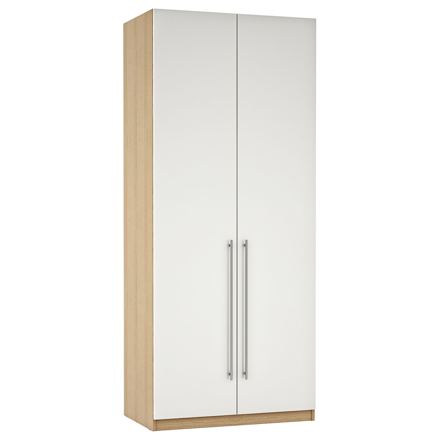 John Lewis ANYDAY Mix It Tall Double Wardrobe with Long T-bar Handles, Gloss White/Natural Oak