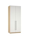 John Lewis ANYDAY Mix It Tall Double Wardrobe with Long T-bar Handles, Gloss White/Natural Oak