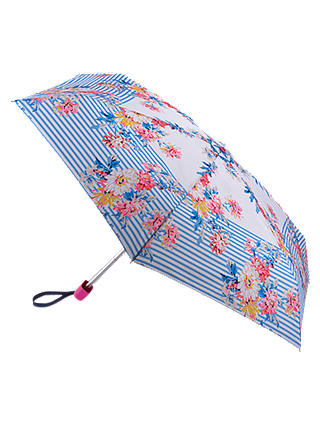 Joules Whitstable Floral and Stripe Print Umbrella, Cream/Multi