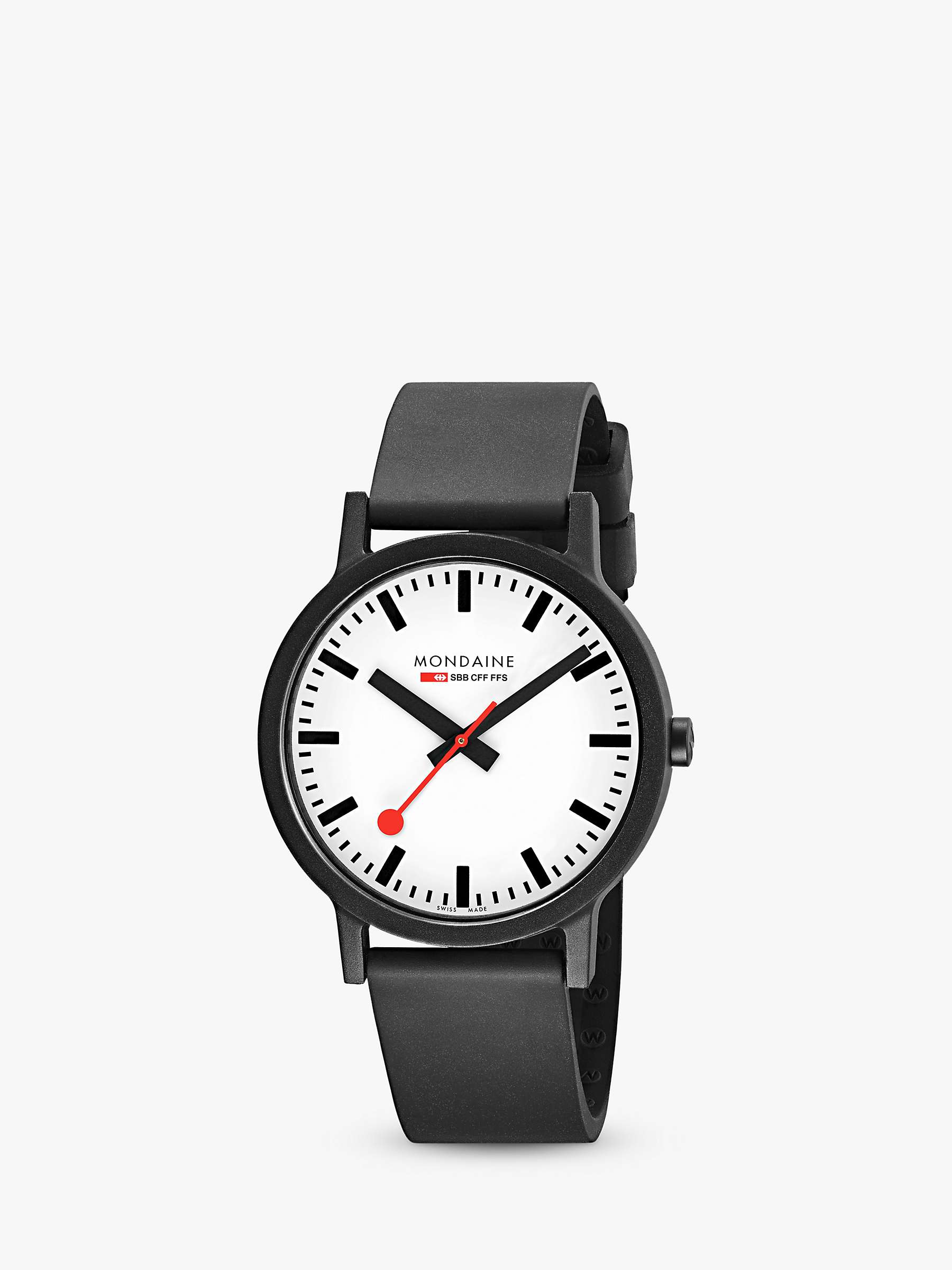 Buy Mondaine Unisex Essence Rubber Strap Watch, Black/White MS1.41110.RB Online at johnlewis.com