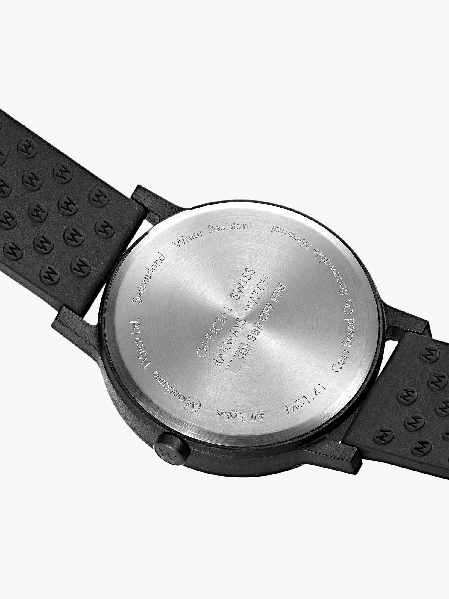 Mondaine Unisex Essence Rubber Strap Watch, Black/White MS1.41110.RB