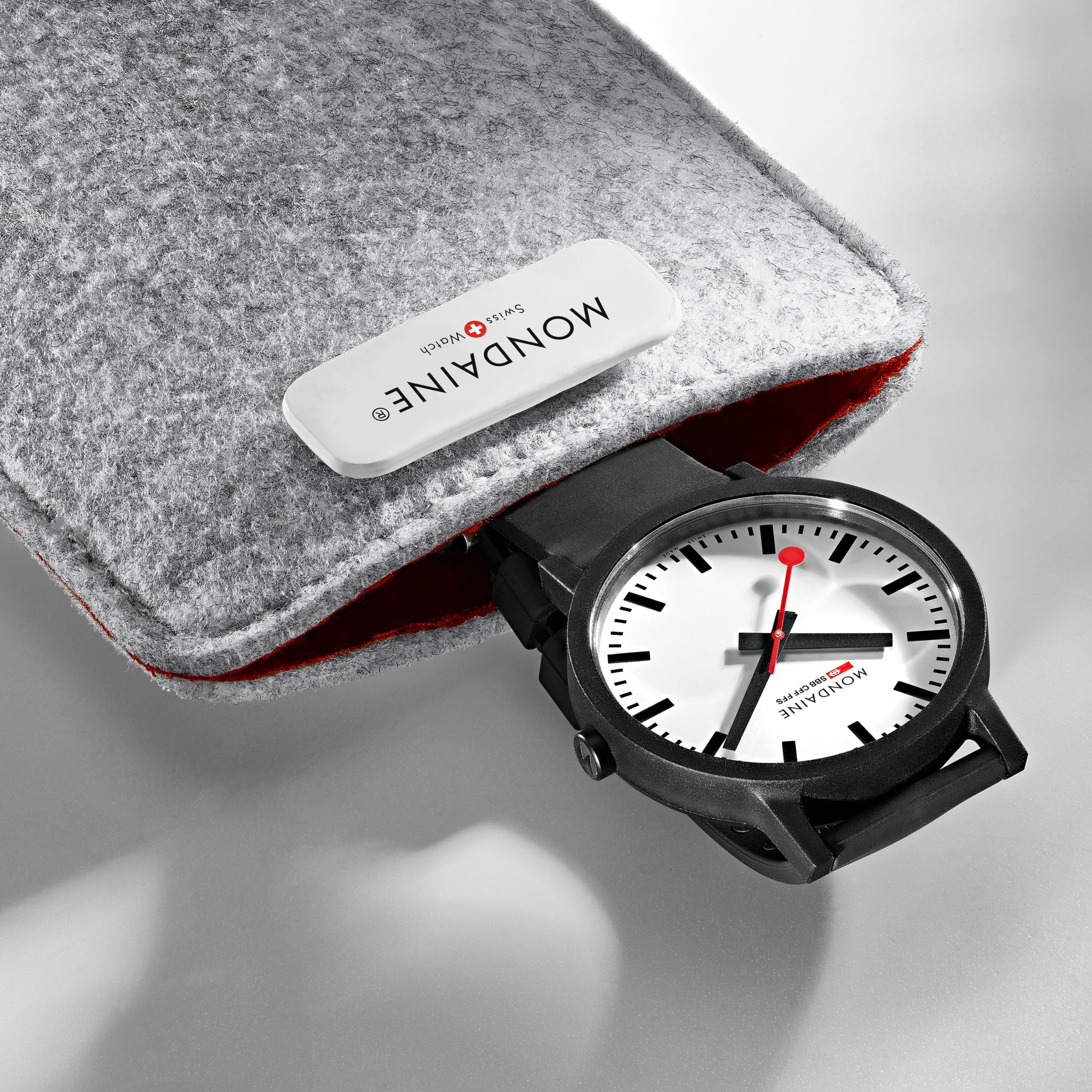 Mondaine Unisex Essence Rubber Strap Watch, Black/White MS1.41110.RB