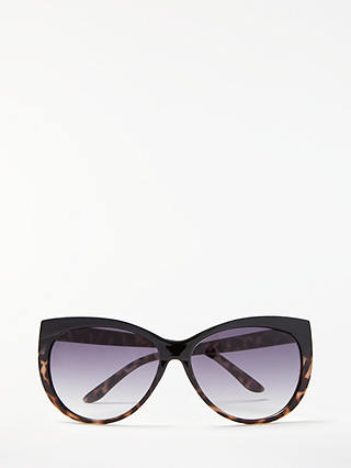 John Lewis & Partners Contrast Brow Cat's Eye Sunglasses, Black Mix
