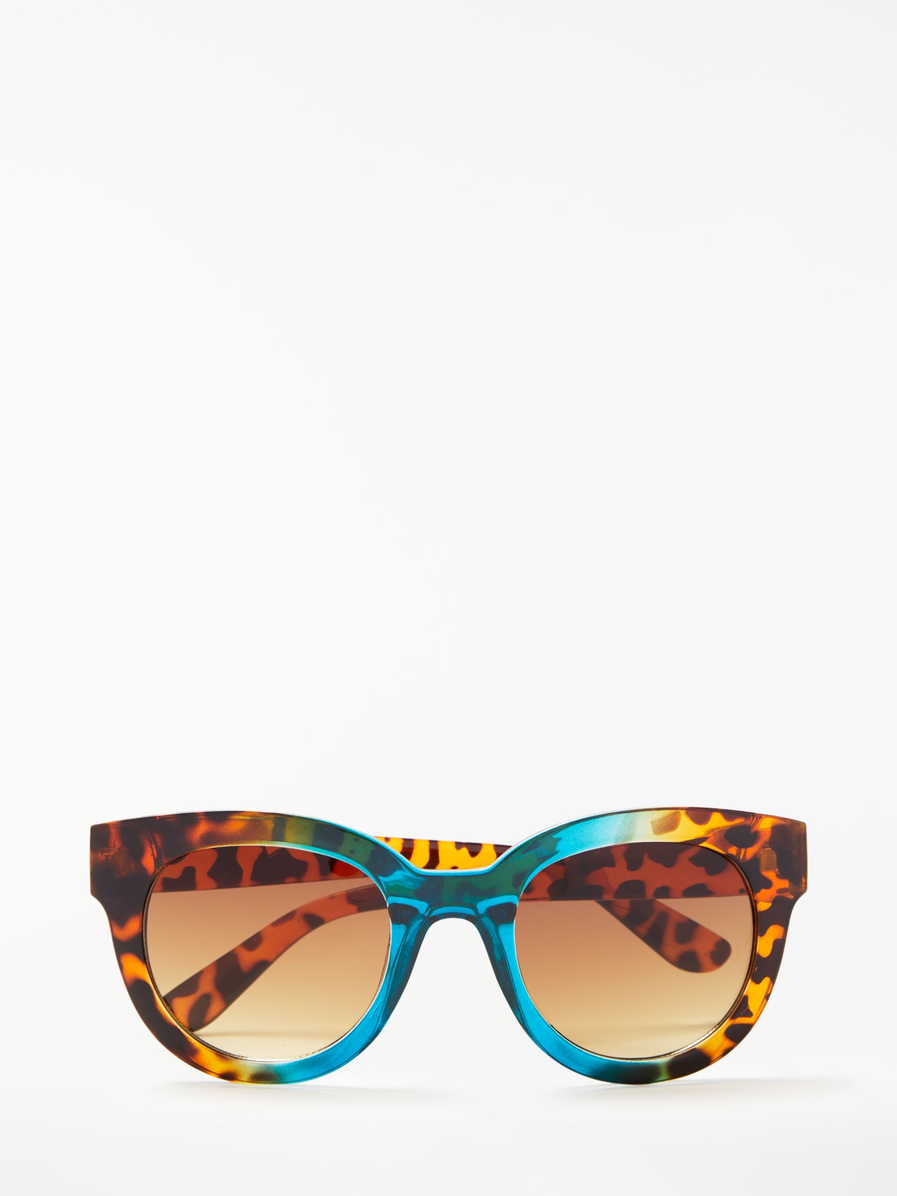 John Lewis & Partners Ombre Preppy Round Sunglasses, Tortoise/Turquoise