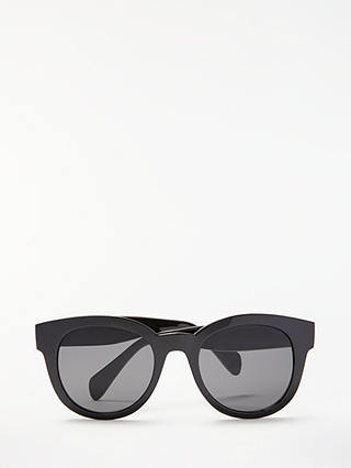 John Lewis & Partners Preppy Round Sunglasses, Black/Grey