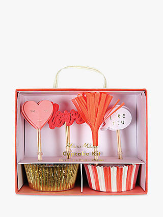 Meri Meri Valentine Hearts Cupcake Kit, Pink/Multi