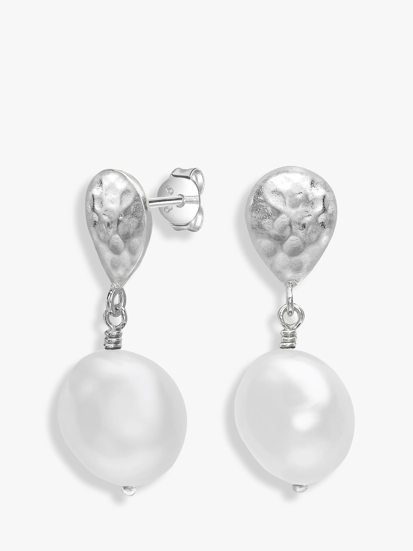 Dower & Hall Sterling Silver Freshwater Pearl Drop Earrings
