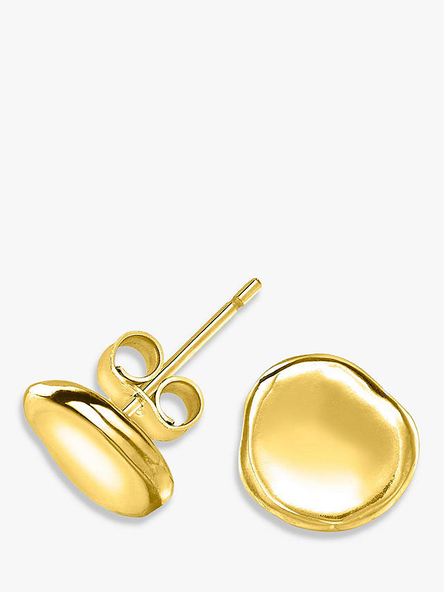 Dower & Hall Dimple Pebble Stud Earrings, Gold