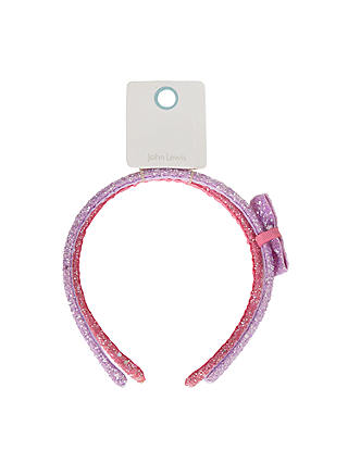 John Lewis & Partners Girls' Sparkly Bow Alice Bands, Pack of 2, Pink/Purple