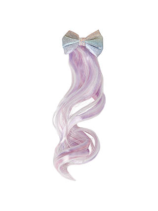 John Lewis & Partners Girls' Sparkly Unicorn Fake Hair Bow Hair Clip, Purple/Blue