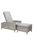 John Lewis Dante Luxe Garden Sun Lounger with Foot Stool, Grey