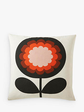 Orla Kiely '70s Frilly Flower Cushion, Persimmon